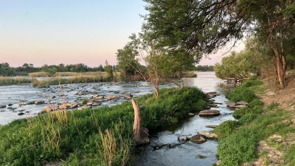 View of Vaal river from suspension bridge in Parys